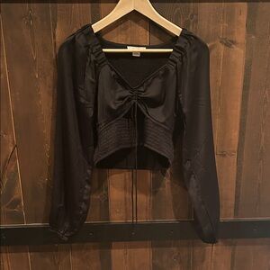 American Eagle Baby Doll Ruffled Black Top Women’s Size S